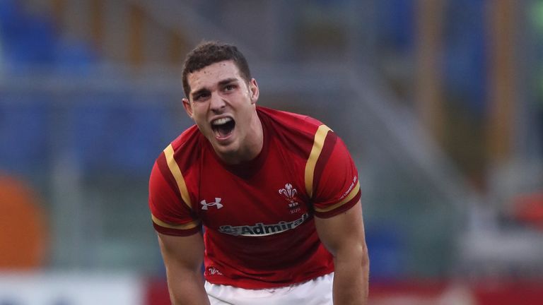 George North reacts to a thigh injury during Wales' Six Nations win over Rome