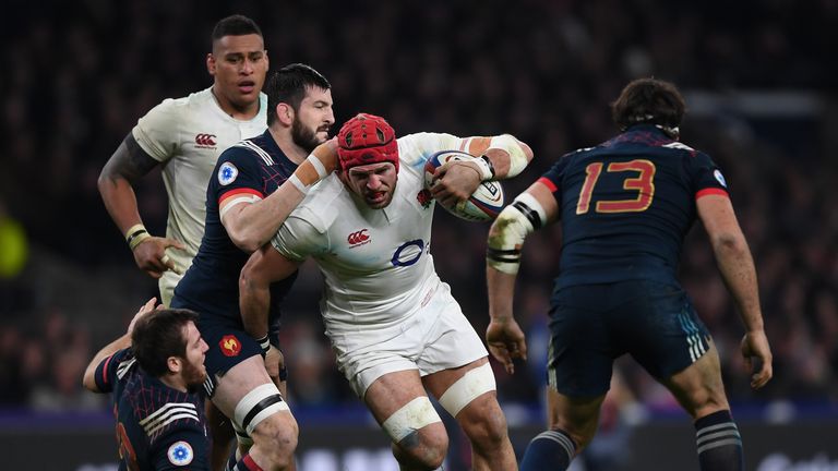 James Haskell makes a carry against France