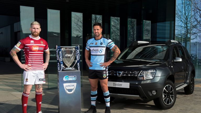 Sam Tomkins and Gerard Beale pictured at the Dacia World Club Series launch 