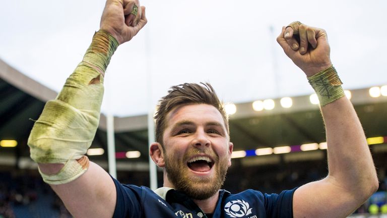 Ryan Wilson celebrates after Scotland's win over Wales