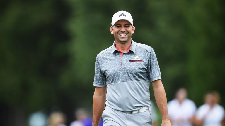 CRANS-MONTANA, SWITZERLAND - JULY 22:  Sergio Garcia of Spain looks happy during the Pro - Am prior to the start of the Omega European Masters at Crans-sur