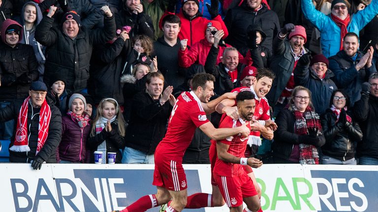 11/02/17 WILLIAM HILL SCOTTISH CUP FIFTH ROUND 
  ROSS COUNTY v ABERDEEN 
  GLOBAL ENERGY STADIUM - DINGWALL  
  Aberdeen's Shay Logan celebrates his goal