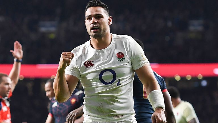 Ben Te'o celebrates scoring the winning try against France
