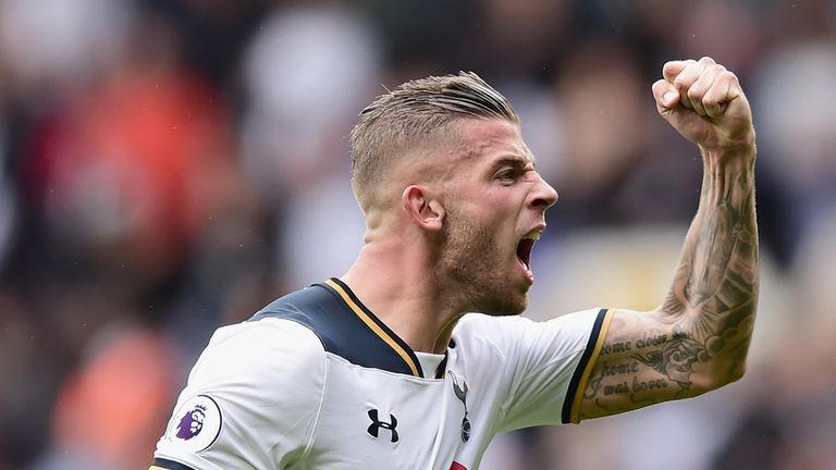 LONDON, ENGLAND - AUGUST 20: Toby Alderweireld of Tottenham Hotspur celebrates after his team score their first goal of the game during the Premier League 