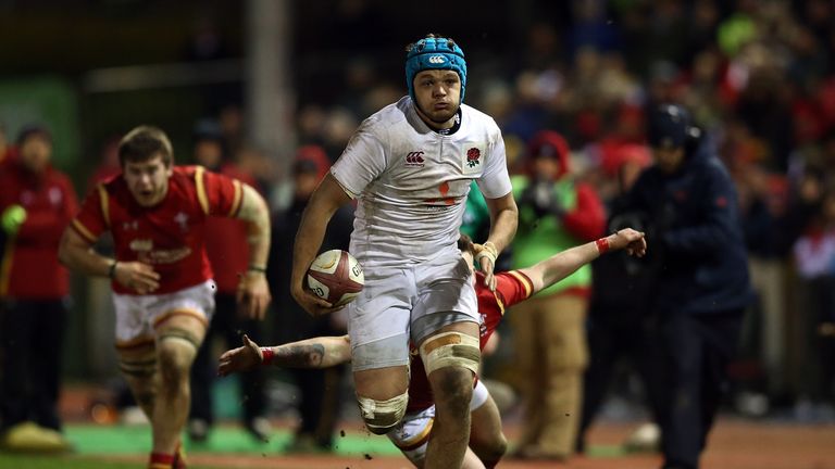 FEBRUARY 10 2017:  Zach Mercer of England runs with the ball during the U20 Six Nations match between Wales U20 and England U20 at Eirias St