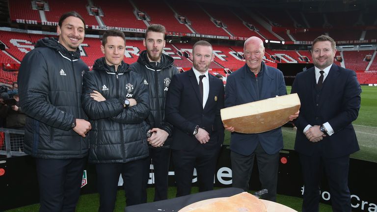 Manchester United players and Jean-Claude Biver at the launch of a TAG Heuer Special Edition Manchester United Co-Branded Watch