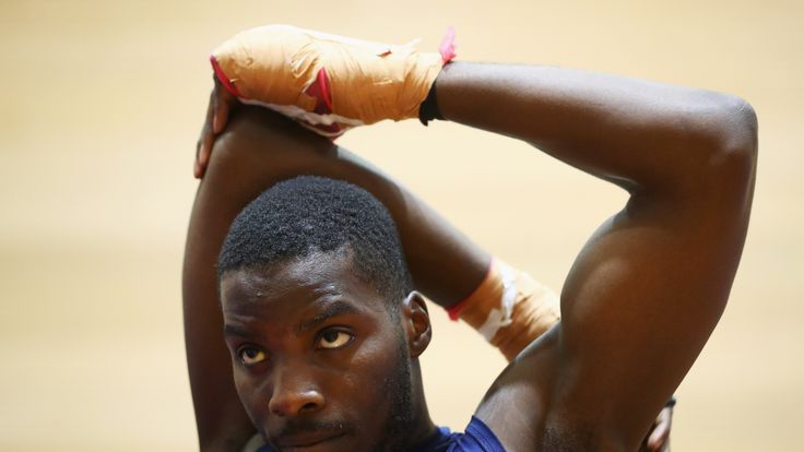 RIO DE JANEIRO, BRAZIL - AUGUST 03:  Lawrence Okolie of Great Britain or Team GB from the mens Boxing Team warms up during the Olympics preview day - 2 at 