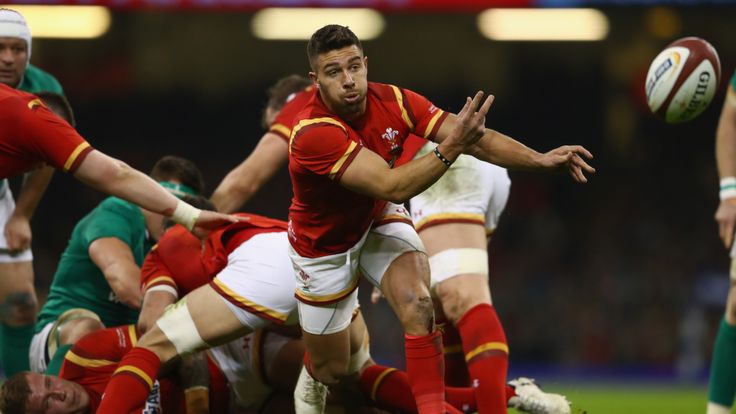 CARDIFF, WALES - MARCH 10:  Rhys Webb of Wales feeds a ball from the scrum during the RBS Six Nations match between Wales and Ireland at the Principality S