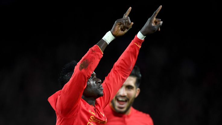 Sadio Mane celebrates after scoring against Arsenal