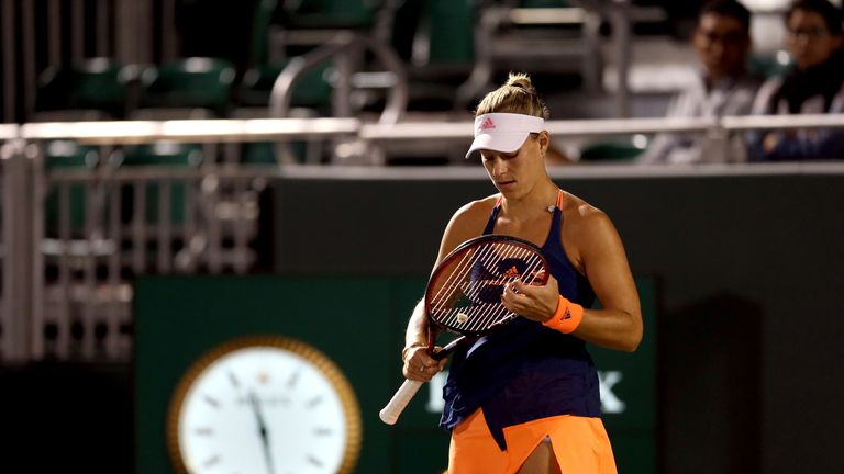 World No 1 Angelique Kerber was unhappy at having to play her second round match on an outside court