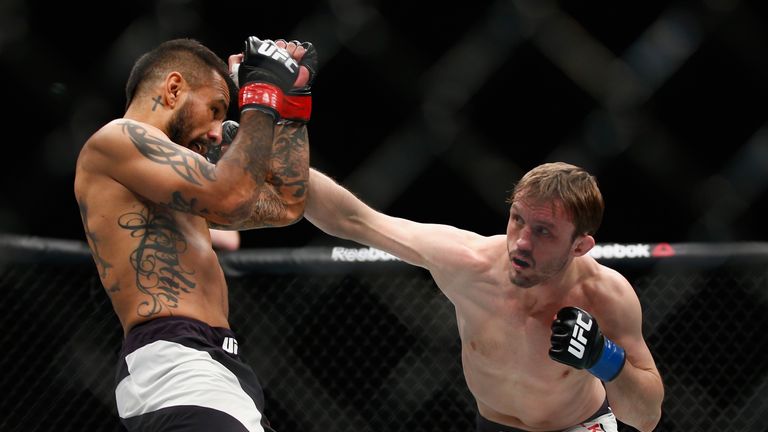 LONDON, ENGLAND - FEBRUARY 27:  Brad Pickett of England (R) in action against Francisco Rivera of USA during the Bantamweight Bout of the UFC Fight Night  
