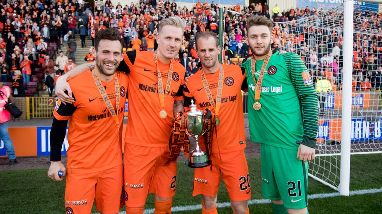 Tony Andreu, Nick Van Der Velden, Frank Van Der Struijk and Luis Zwick (l-r) celebrate cup success