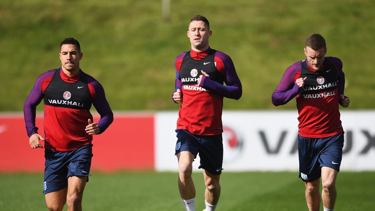 Gary Cahill training with England on Wednesday