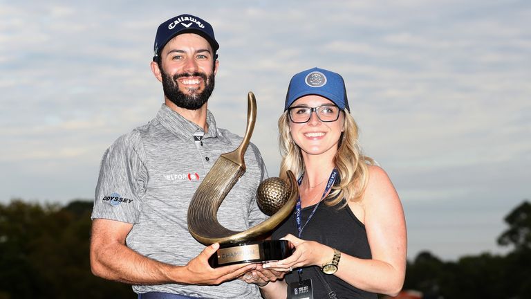 Hadwin with fiancee Jessica. They are now expected to put their honeymoon on hold after he qualified for the Masters