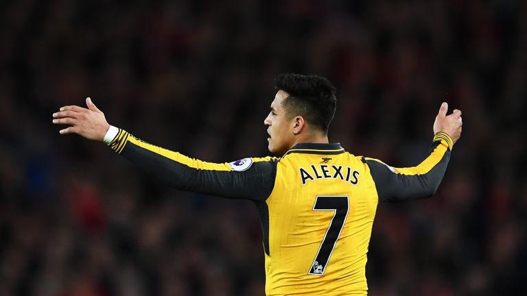 Alexis Sanchez came on at half-time for Arsenal against Liverpool