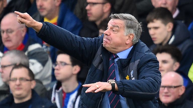 Crystal Palace's English manager Sam Allardyce gestures on the touchline during the English Premier League football match between Crystal Palace and Watfor