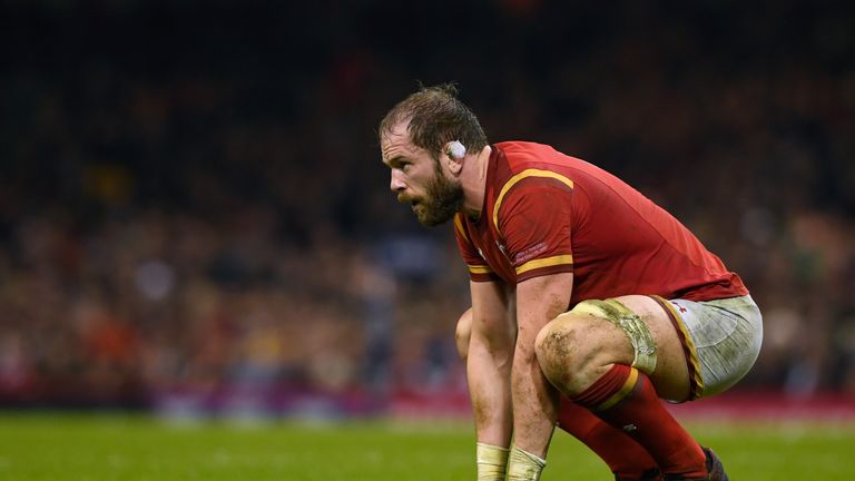 CARDIFF, WALES - MARCH 10 2017:  Alun Wyn Jones of Wales looks on during the Six Nations match between Wales and Ireland at the Principality Stadium