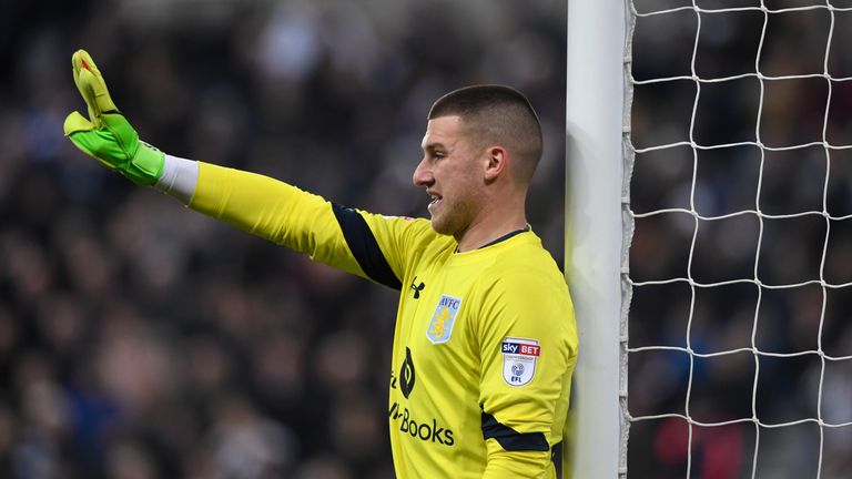 Sam Johnstone in action for Aston Villa