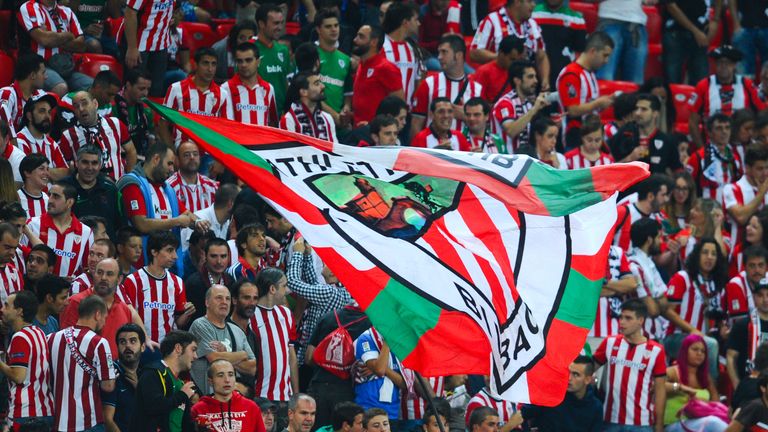 Athletic Bilbao supporters inside San Mames stadium