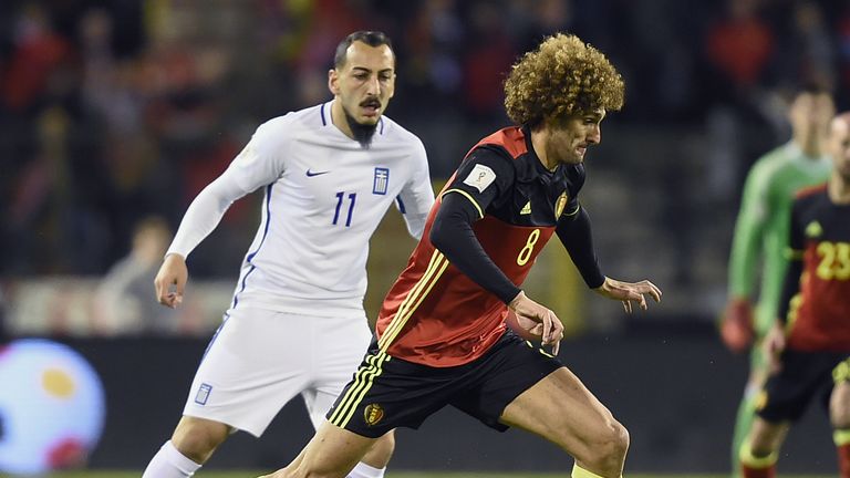 Belgium's midfielder Marouane Fellaini controls the ball 