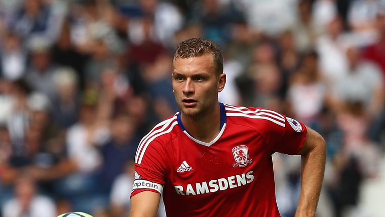 WEST BROMWICH, ENGLAND - AUGUST 28:  Ben Gibson of Middlesbrough during the Premier League match between West Bromwich Albion and Middlesbrough at The Hawt