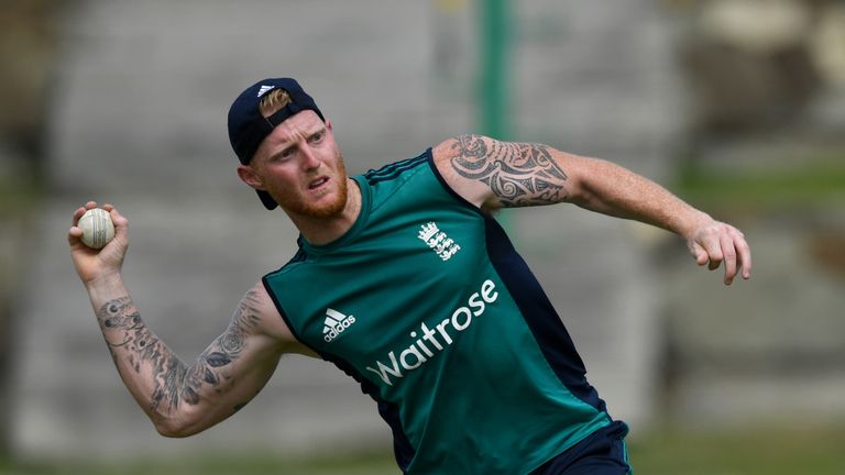 ST JOHNS, ANTIGUA - MARCH 01:  Ben Stokes of England throws during a nets session at the Sir Vivian Richards Stadium on March 1, 2017 in St Johns, Antigua 