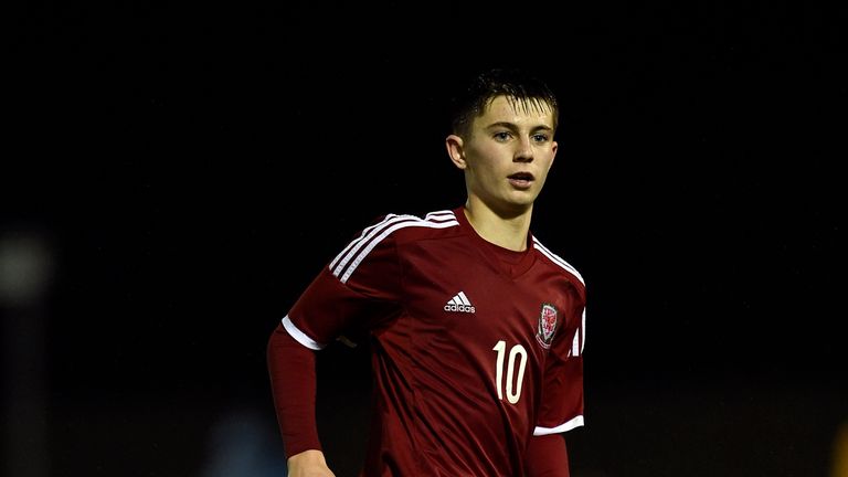 BANGOR, WALES - OCTOBER 31:  Ben Woodburn of Wales U16 in action during the Victory Shield match between Wales U16 and England U16 at the Book People Stadi