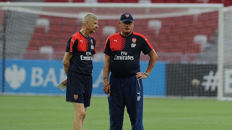 SINGAPORE - JULY 14: of Arsenal during a training session at the Singapore National Stadium on July 14, 2015 in Kallang