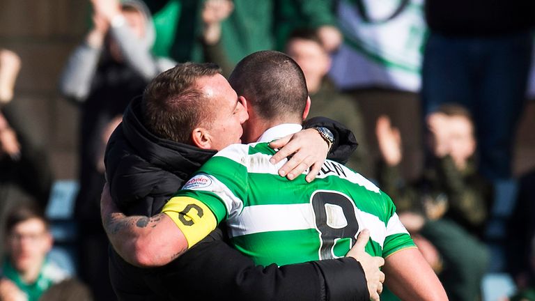 Brendan Rodgers and Scott Brown savour victory at Dens Park