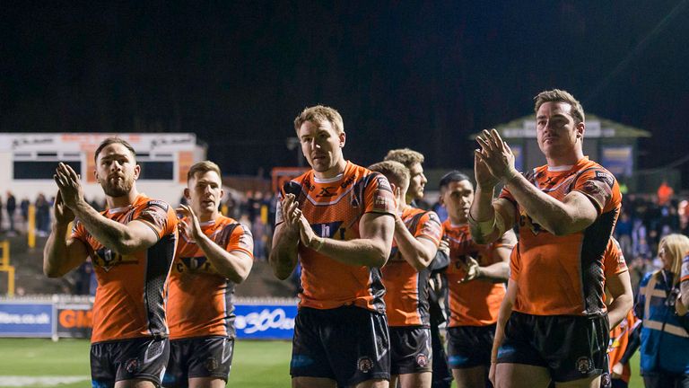 Castleford thank their fans for support after their victory over Leeds.