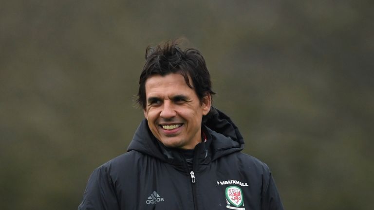 Wales manager Chris Coleman at a training session ahead of their World Cup Qualifier against the Republic of Ireland