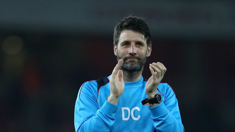 LONDON, ENGLAND - MARCH 11:  Danny Cowley manager of Lincoln City shows appreciation to the fans after The Emirates FA Cup Quarter-Final match between Arse