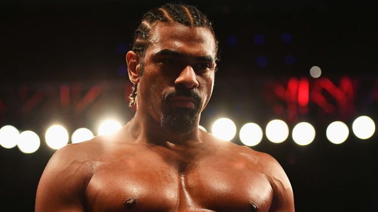 LONDON, ENGLAND - MARCH 04:  David Haye looks on from the ring