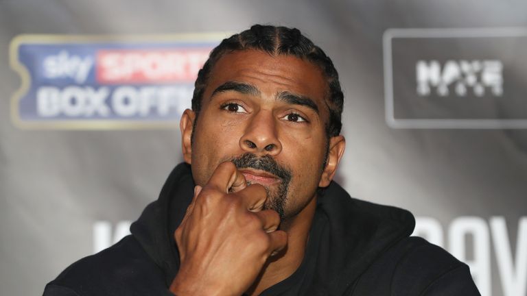 David Haye during a press conference at The O2 prior to his heavyweight fight with Tony Bellew