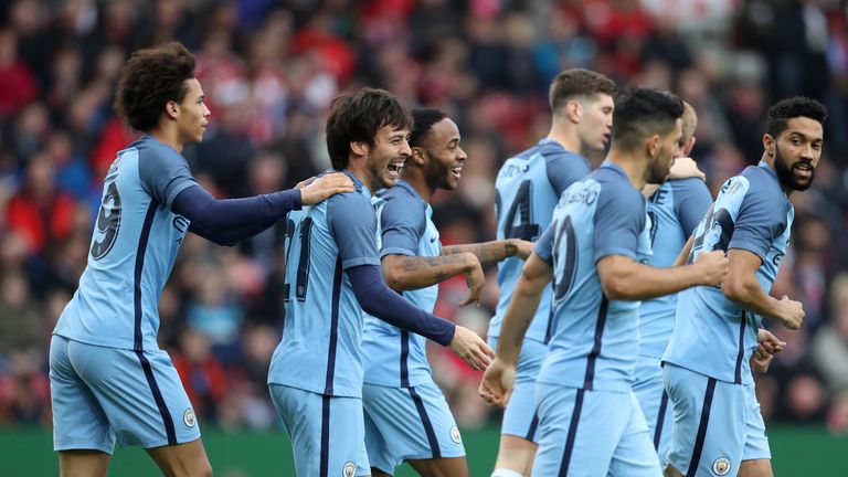 David Silva celebrates scoring for Manchester City