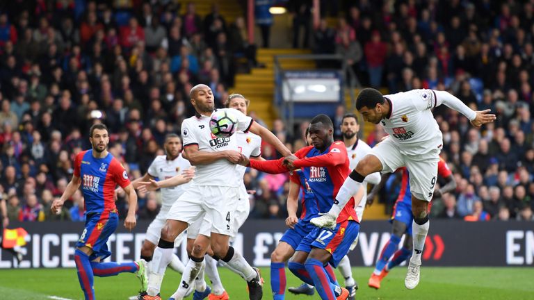 Troy Deeney heads into his own net at Palace