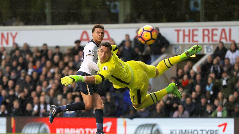 Dele Alli scores Tottenham's third goal of the game during the Premier League match at White Hart Lane