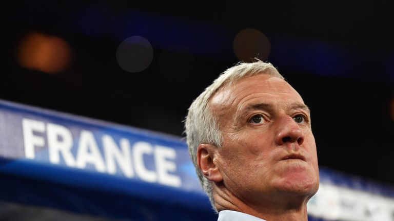 PARIS, FRANCE - MARCH 28:  Didier Deschamps, coach of France looks on during the International Friendly match between France and Spain at Stade de France o
