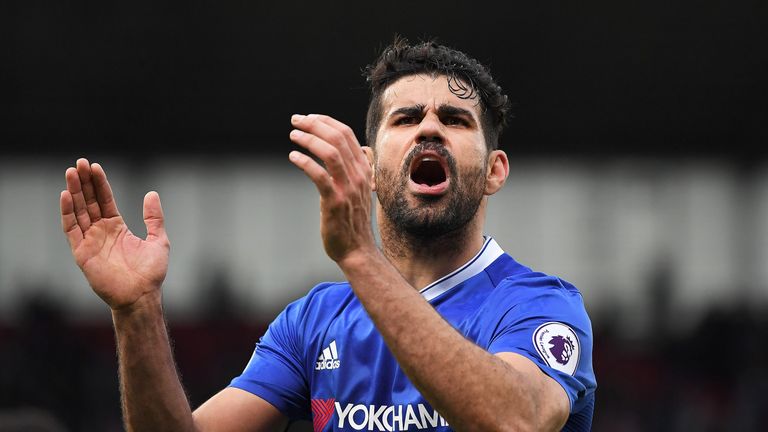 Diego Costa during the Premier League match between Stoke City and Chelsea at Bet365 Stadium