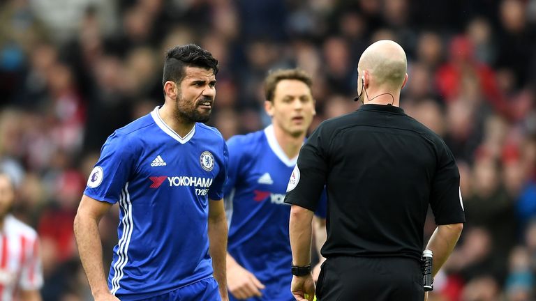 Diego Costa avoided a second yellow card in Chelsea's win over Stoke on Saturday