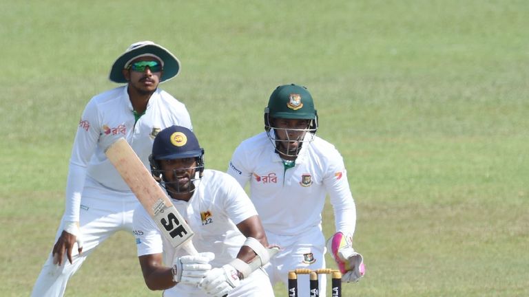 Sri Lanka's Dinesh Chandimal hit an unbeaten 86 on day one of the second Test against Bangladesh
