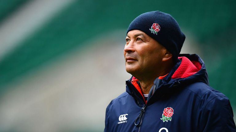 LONDON, ENGLAND - FEBRUARY 25:  Eddie Jones head coach of England looks on during an England training session on the eve of their RBS 6 Nations match again