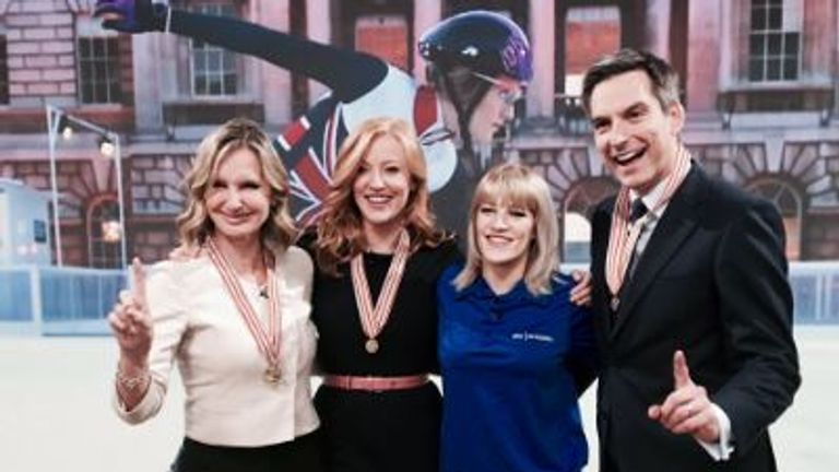 Elise joins the Sky News team to show off her silverware (Twitter @SkyJacquie)