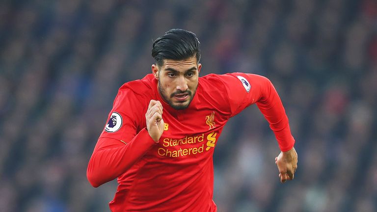 Emre Can in action during the Premier League match between Liverpool and Sunderland at Anfield