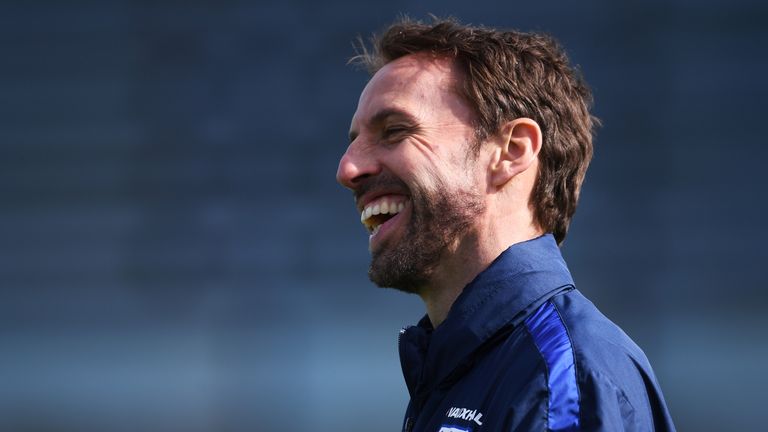 Gareth Southgate the England manager looks on during the England training session