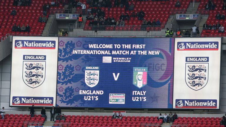LONDON - MARCH 24:  A view of the scoreboard prior to the U21 International Friendly match between England and Italy at Wembley Stadium on March 24, 2007 i