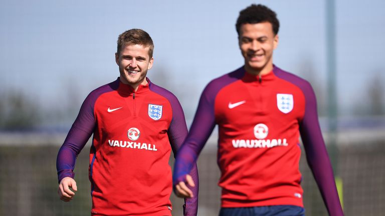 Eric Dier and Dele Alli during an England training session