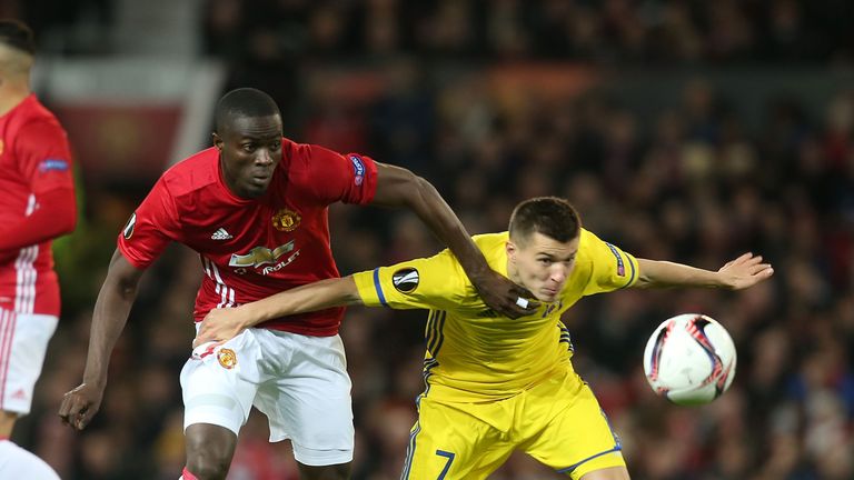 Manchester United defender Eric Bailly battles with Rostov's Fedor Kudryashov 