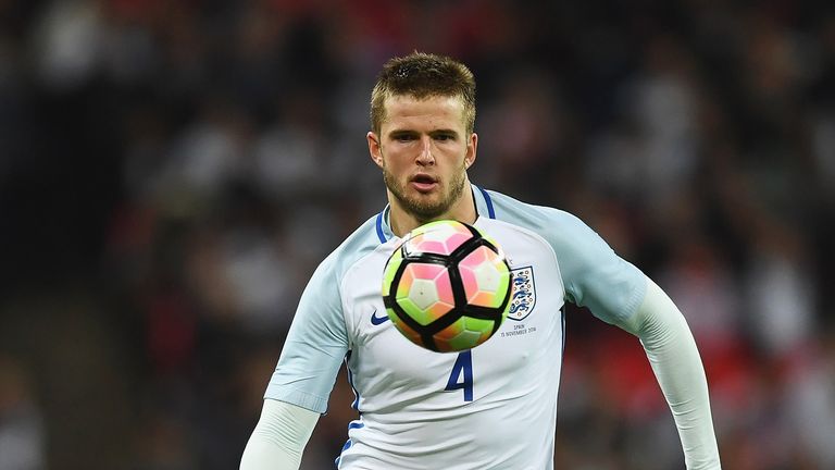 Eric Dier in action during a friendly match between England and Spain at Wembley Stadium