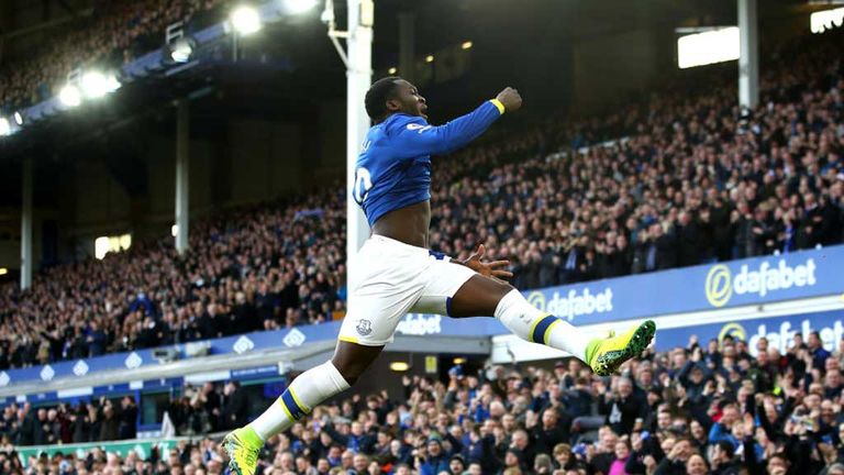 Romelu Lukaku celebrates against Bournemouth in February